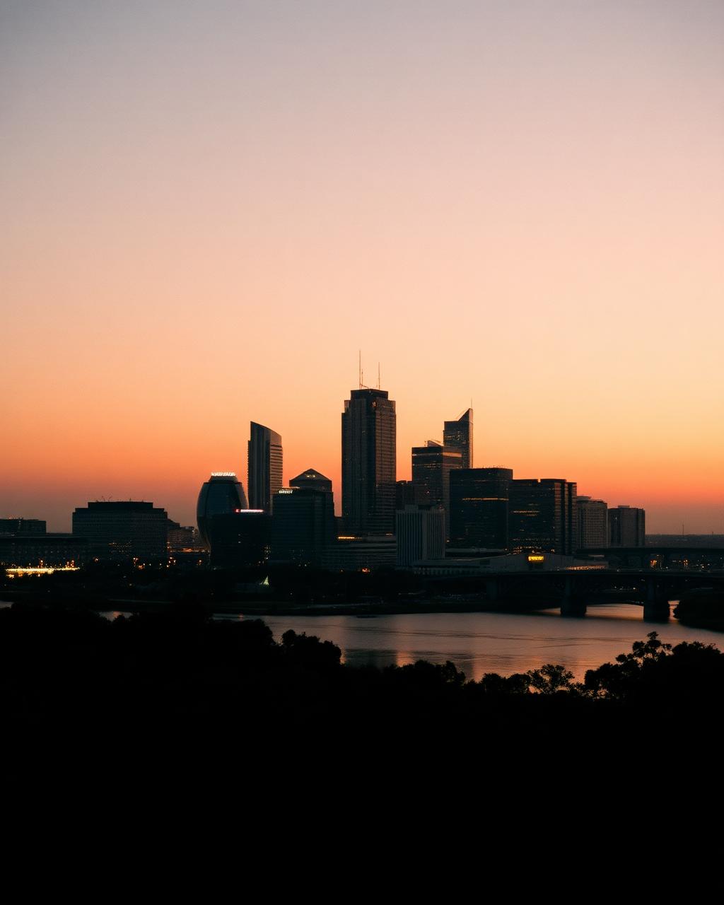 Austin, Texas skyline at dusk across the river